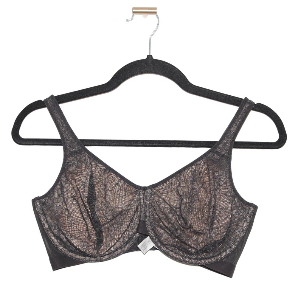 Wacoal Black Lace Detail Unlined Underwire Bra Size 34DDD